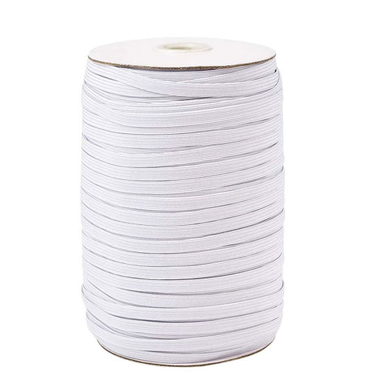 Picture of White - (5mm/160 Yards) Stretchy Braiding Elastic Cords Mask Rope Elastic Bands For Sewing Crafting and Mask Making