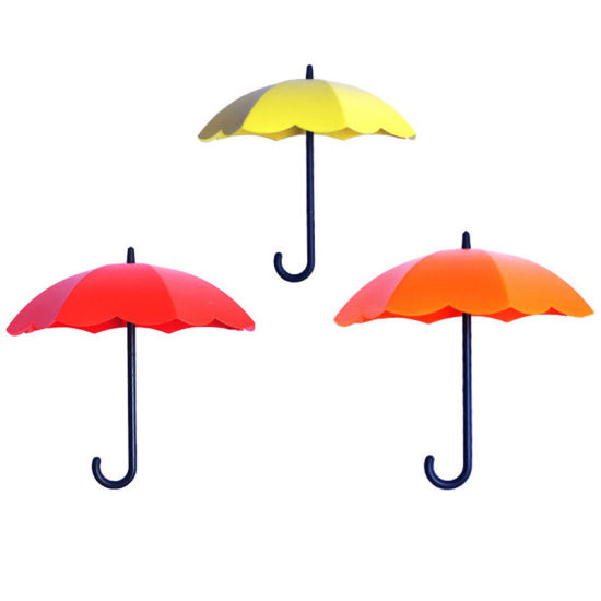 Picture of Mixed - Umbrella Shaped Wall Hook Adhesive Key Hanger Holder for Kitchen Bathroom (3 Pcs/Set)