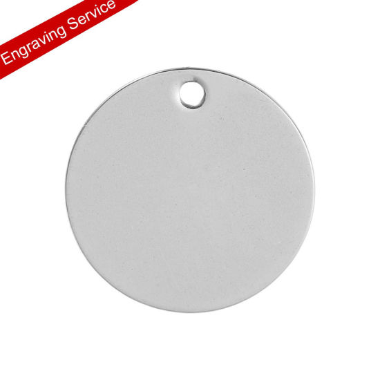 Image de PendentifsÉtiquettes d'Estampage Vierges en 304 Acier Inoxydable Rond Argent Mat Polissage Unilatéral 20mm Dia, 100 Pcs