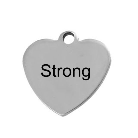 Picture of 419 Stainless Steel Blank Stamping Tags Pendants Heart Silver Tone One-sided Polishing 20mm x 20mm, 50 PCs