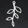 Picture of Brass Charm Pendants Leaf Silver Plated 22x11mm-23x13mm,10PCs