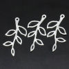 Picture of Brass Charm Pendants Leaf Silver Plated 22x11mm-23x13mm,10PCs