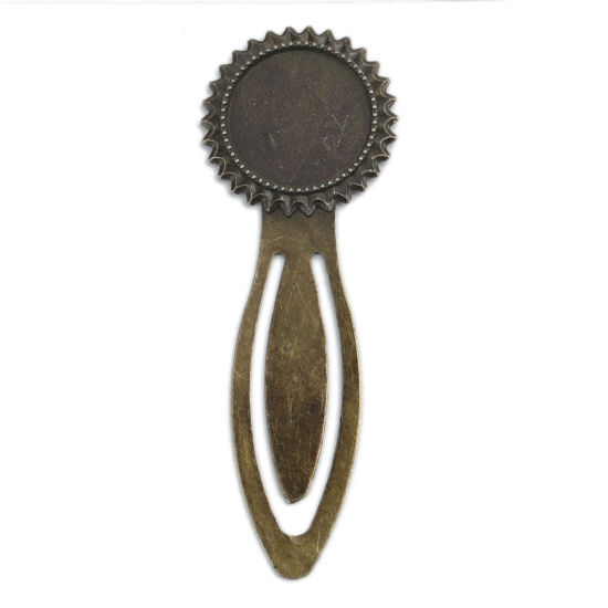 Bild von Zinklegierung Lesezeichen Rund Bronzefarbe Cabochon Fassung (für 20mm ) Rose 7.7cmx 2.7cm, 200 Stück