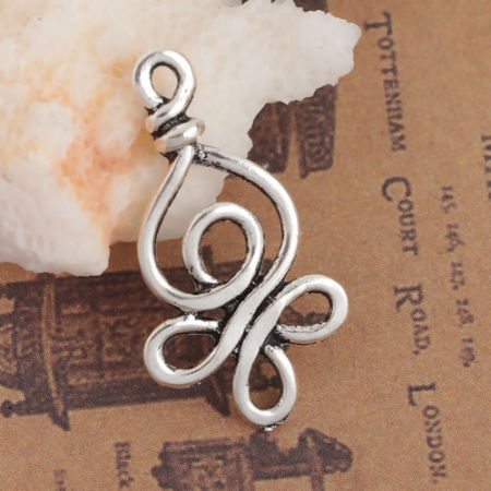 Zinc Based Alloy Charms Celtic Knot Antique Silver Color 28mm x 15mm, 4 PCs