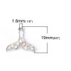 Picture of Zinc Based Alloy Charms Whale Tail Silver Tone AB Color Rhinestone 20mm x 19mm, 2 PCs