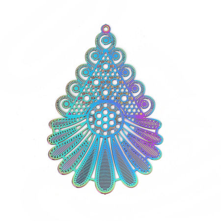 Image de Pendentifs Peinture en Émail en Laiton Plume Multicolore Estampe en Filigrane 47mm x 31mm, 1 Paire