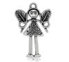 Picture of Zinc metal alloy Charm Pendants Angel Antique Silver Color Leaf Carved 3.6cm(1 3/8") x 25mm(1"), 3 PCs
