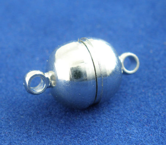 Picture of Magnetic Hematite Magnetic Clasps Ball Silver Tone 16mm x 10mm, 1 Set