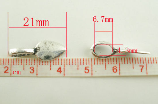 亜鉛合金 ベイル ビーズ 葉 銀古美 スポット柄、 21mm x 8mm、 15 個 の画像