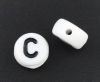 Picture of Acrylic Spacer Beads Round White Alphabet/ Letter "C" About 7mm Dia, Hole: Approx 1mm, 60 PCs