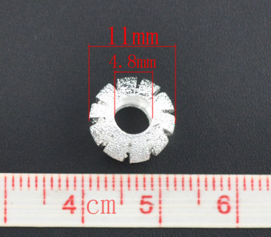 Bild von Kupfer Sternenstaub European Stil Charm Großlochperlen versilbert ca 11mm D. Loch:ca 4.8mm. 3 Stück