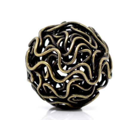 Cuentas Espaciador Filigrana Cuerda Torcido Bola , Bronce Antiguo Hueco 18mm Diámetro, 2 Unidades
