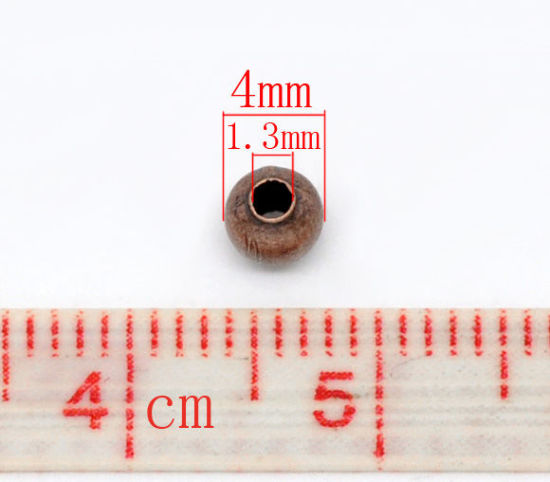 Picture of Iron Based Alloy Spacer Beads Ball Antique Copper About 4mm Dia, Hole:Approx 1.3mm, 200 PCs