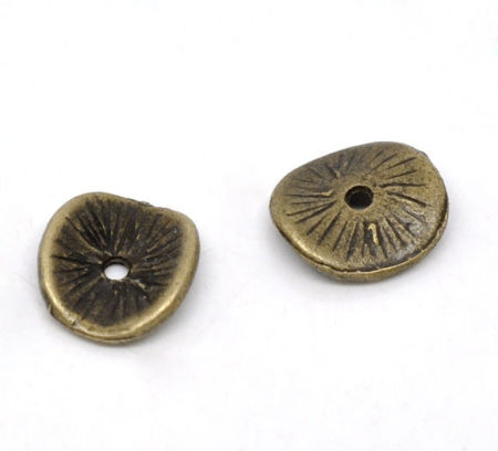 Zinc Based Alloy Wavy Spacer Beads Disc Antique Bronze About 10mm x 9mm, Hole:Approx 1mm, 20 PCs