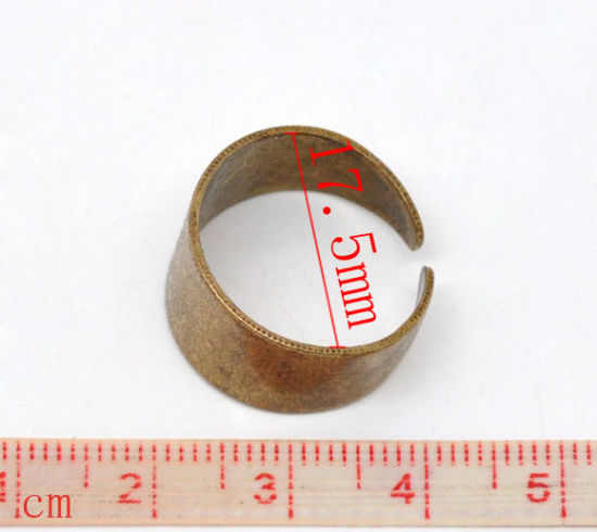 Image de Bagues Non ajustable en Alliage de Zinc Forme Rond Cuivre Rouge Antique, Diamètre de Bague:17.5mm, 2 Pcs
