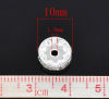 Picture of Brass Rondelle Spacer Beads Round Silver Plated Clear Rhinestone About 10mm( 3/8") Dia, Hole:Approx 1.9mm, 4 PCs                                                                                                                                              