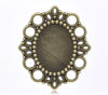 Picture of Zinc Based Alloy Cabochon Setting Pendants Oval Antique Bronze (Fits 25mm x 18mm) 43mm x 37mm, 2 PCs