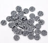 Picture of 8 PCs Resin Sewing Buttons Scrapbooking 4 Holes Round Zebra Stripe Black & White 11mm Dia.