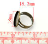 Picture of Brass Adjustable Cabochon Settings Rings Round Antique Bronze (Fits 18mm Dia) 18.3mm( 6/8")(US Size 8), 2 PCs                                                                                                                                                 