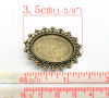 Picture of Zinc Based Alloy Pin Brooches Findings Oval Antique Bronze Cabochon Settings (Fits 24.5mm x 18mm) 3.5cm(1 3/8") x 3cm(1 1/8"), 2 PCs