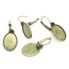 Imagen de Pendientes de Clip Base Camafeo Latón de Óvalo , Tono Bronce (Apta 18mm x 14mm) 35mm x 16mm, 1 Unidad