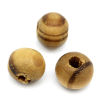 Picture of 80PCs Coffee Stripe Round Wood Beads 6mm