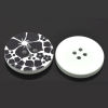 Picture of Natural Wood Sewing Buttons Scrapbooking 4 Holes Round Black Flower Pattern 3cm(1 1/8") Dia, 5 PCs
