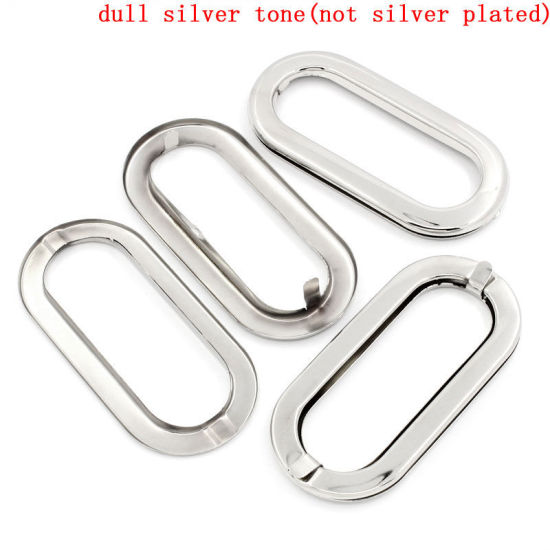 Picture of Iron Based Alloy Purse Handbags Insert Handles Oval Silver Tone 10.9cm x5.2cm(4 2/8" x2"), 1 Piece