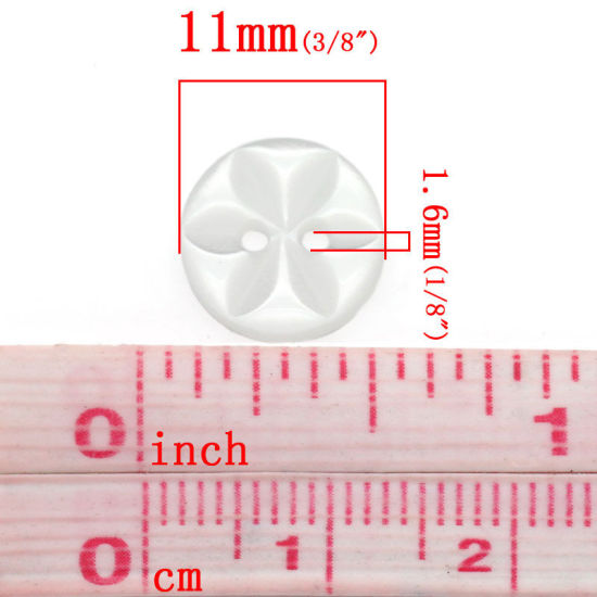 Picture of Resin Sewing Buttons Scrapbooking 2 Holes Round Clear Flower Pattern 11mm( 3/8") Dia, 10 PCs