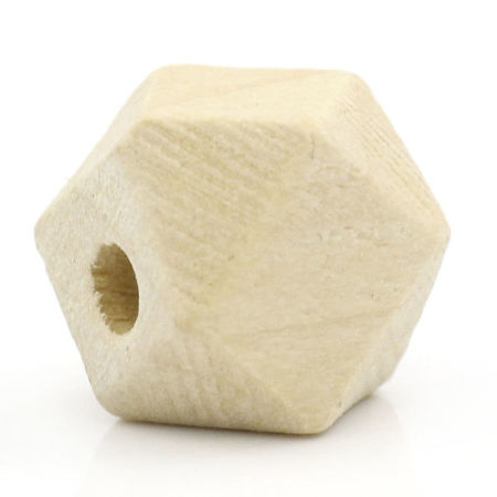 Picture of Wood Spacer Beads Polygon Natural About 13mm x 10mm, Hole: Approx 2.9mm, 6 PCs