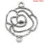 Image de Connecteurs de Bijoux en Alliage de Zinc Forme Fleur Argent Vieilli 25mm x 20mm, 10 Pcs