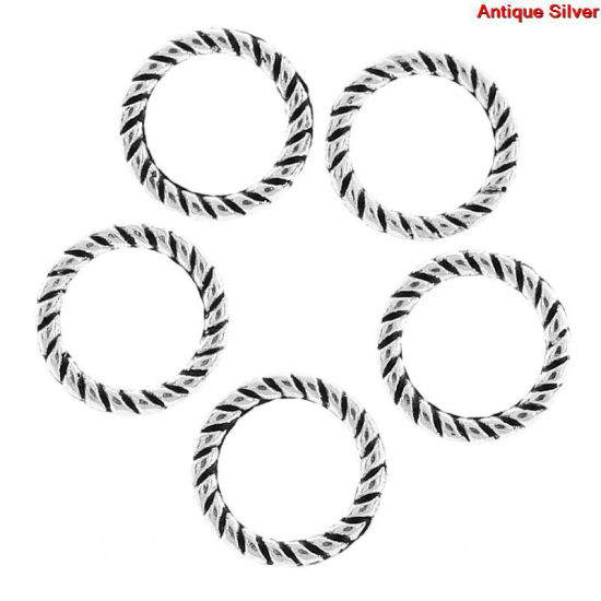 Image de 70 Pcs 8mm Dia, 1.1mm(taille 17) Anneaux de Jonction pour la Fabrication de Bijoux Fermés Soudée en Alliage de Zinc Argent Vieilli Rond Rayées