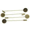 Picture of Brass Stick Pin Brooches Findings Round Antique Bronze Cabochon Settings (Fits 12mm Dia.) 74mm(2 7/8") x 14mm( 4/8"), 1 Piece