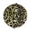 Image de Perles Filigrane en Laiton Rond Bronze Antique Fleur Creux 17mm x 16mm, Taille de Trou 2mm, 1 Pièce