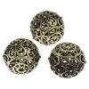 Picture of Brass Filigree Spacer Beads Round Antique Bronze Flower Hollow Carved About 17mm( 5/8") x 16mm( 5/8"), Hole:Approx 2mm, 1 Piece                                                                                                                               