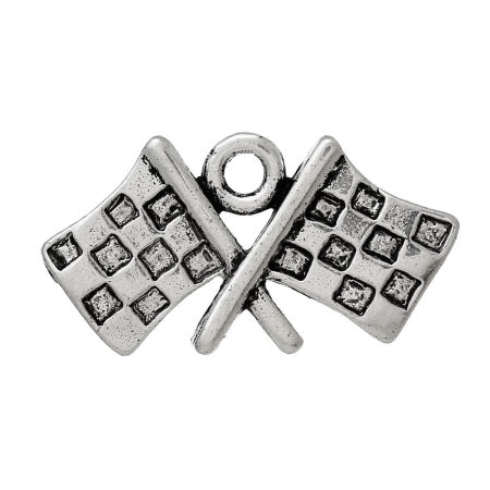 Imagen de Colgantes Aleación del Metal Del Zinc de Bandera , Plata Antigua 23mmx 12mm, 2 Unidades