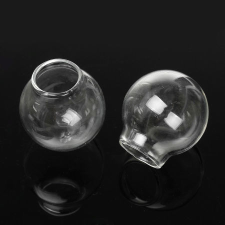 Picture of 1 Piece Glass Miniature Globe Bubble Bottle Vial For Jewelry Craft DIY Making Round Transparent Clear 27mm x 25mm