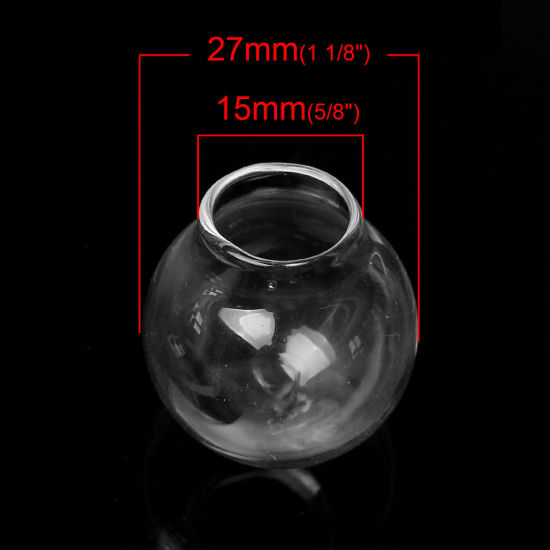 Image de Cabochons d'Embellissement Dômes Fiole Globe en Verre Transparent à Remplir Rond 27mm x 25mm, 1 Pièce