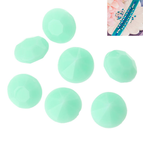 Picture of Acrylic ss28 Pointed Back Rhinestones Round Light Green Faceted 6mm(2/8") Dia, 65 PCs