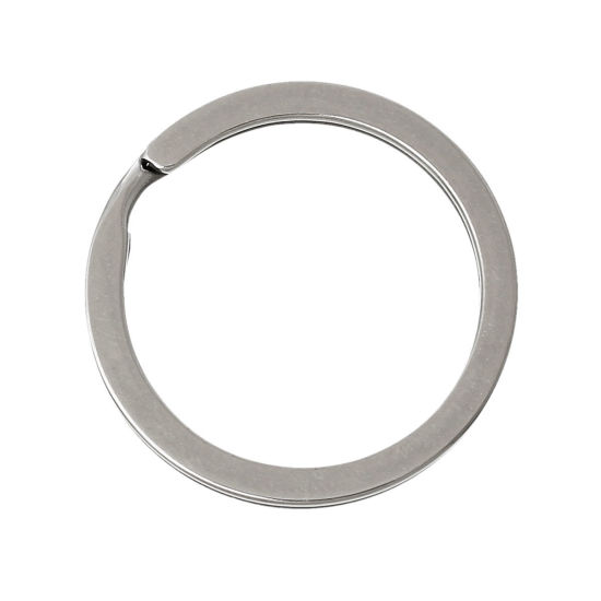 ステンレス鋼 キーチェーンとキーリング 環状 シルバートーン 3cm直径、 3 個 の画像