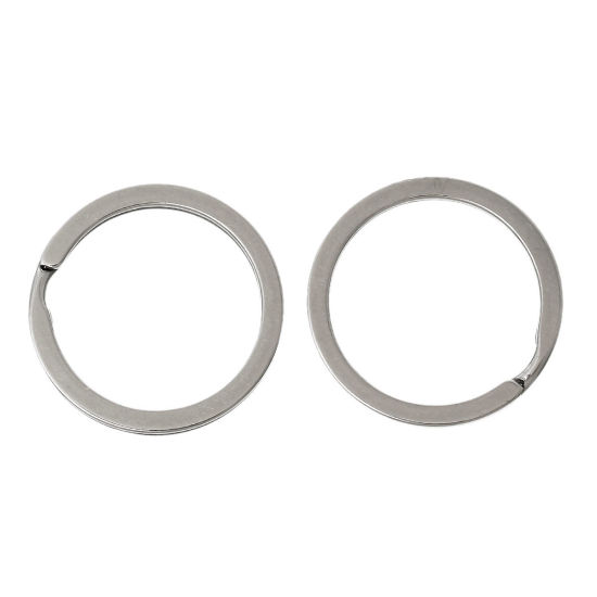 ステンレス鋼 キーチェーンとキーリング 環状 シルバートーン 3cm直径、 3 個 の画像