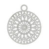 Picture of 304 Stainless Steel Filigree Stamping Charm Pendants Round Silver Tone Rhombus Hollow Carved 22mm( 7/8") x 18mm( 6/8"), 2 PCs