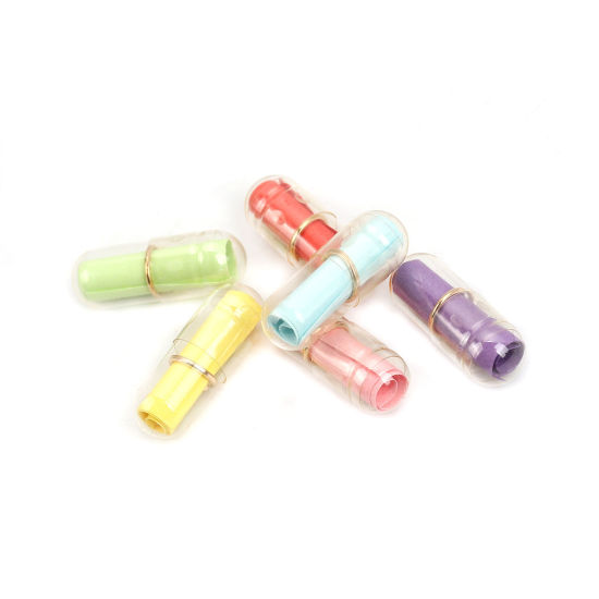 Picture of Letter Writing Paper Gelatin Capsule For Mini Wish Bottle At Random Mixed 21mm( 7/8") x 7mm( 2/8"), 10 PCs