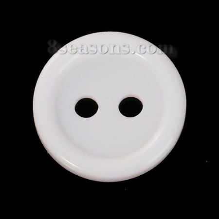 20 PCs Resin Sewing Buttons Scrapbooking 2 Holes Round White 11mm Dia.