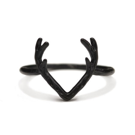 Picture of Brass Christmas Unadjustable Rings Black Antler 17.3mm(US Size 7), 1 Piece