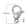 Picture of 304 Stainless Steel Lobster Clasps Silver Tone 11mm( 3/8") x 7mm( 2/8"), 2 PCs
