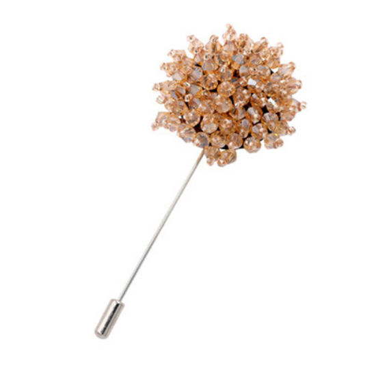 Bild von Brosche Blumen Gelb Strass 88mm x 38mm, 1 Stück