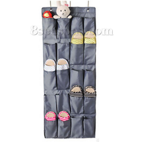 Picture of Oxford Fabric Wall Door Hanging Storage Bag 20 Pockets Rectangle Dark Gray 117cm(46 1/8") x 45cm(17 6/8"), 1 Piece