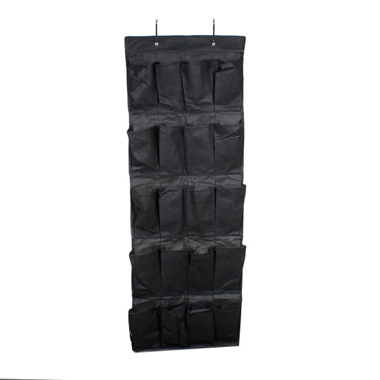 Изображение Nonwovens Wall Door Hanging Storage Bag 24 Pockets Rectangle Beige 150cm(59") x 55cm(21 5/8"), 1 Piece