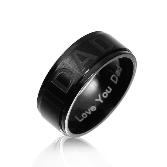 Bild von Edelstahl Uneinstellbar Ring Metallgrau Rund " Dad " 21.5mm（US Größe:12), 1 Stück